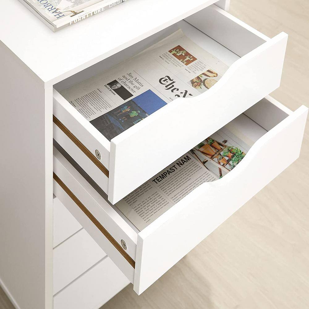 White Mobile 5-Drawer Wooden Office File Cabinet