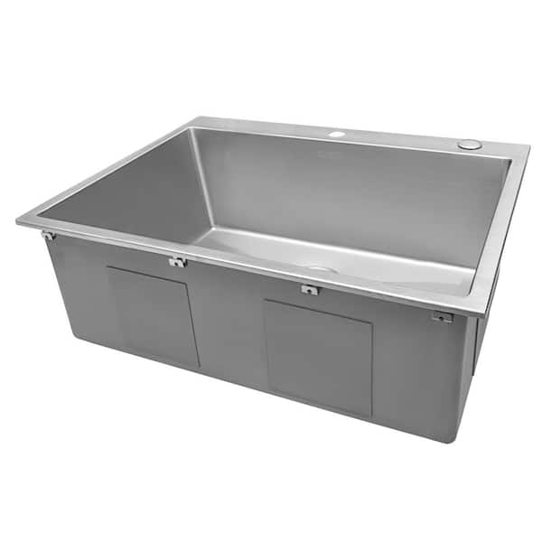 VASOYO 28 Inch Kitchen Sink Topmount Ledge Workstation 16 Gauge Stainless Steel Single Bowl Sinks Kitchen Sink Drop In