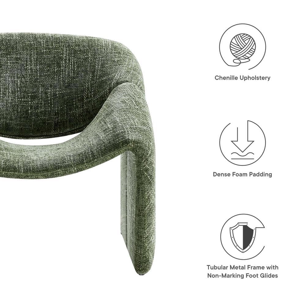 Basil Green Faux Leather Barrel Accent Chair with Metal Frame