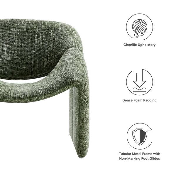 MODWAY Vivi Chenille Upholstered Accent Arm Chair in Basil