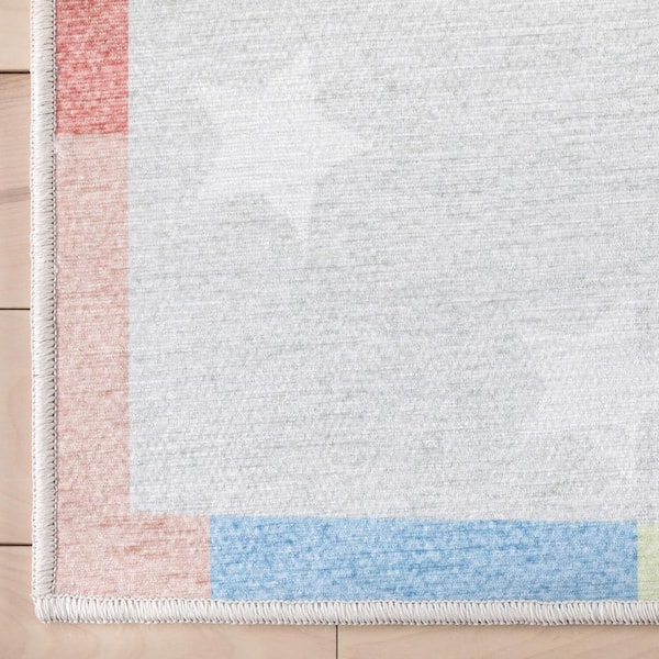 Hopscotch Modern Kids Multi 3 ft. 3 in. x 5 ft. Machine Washable Flat-Weave Area Rug