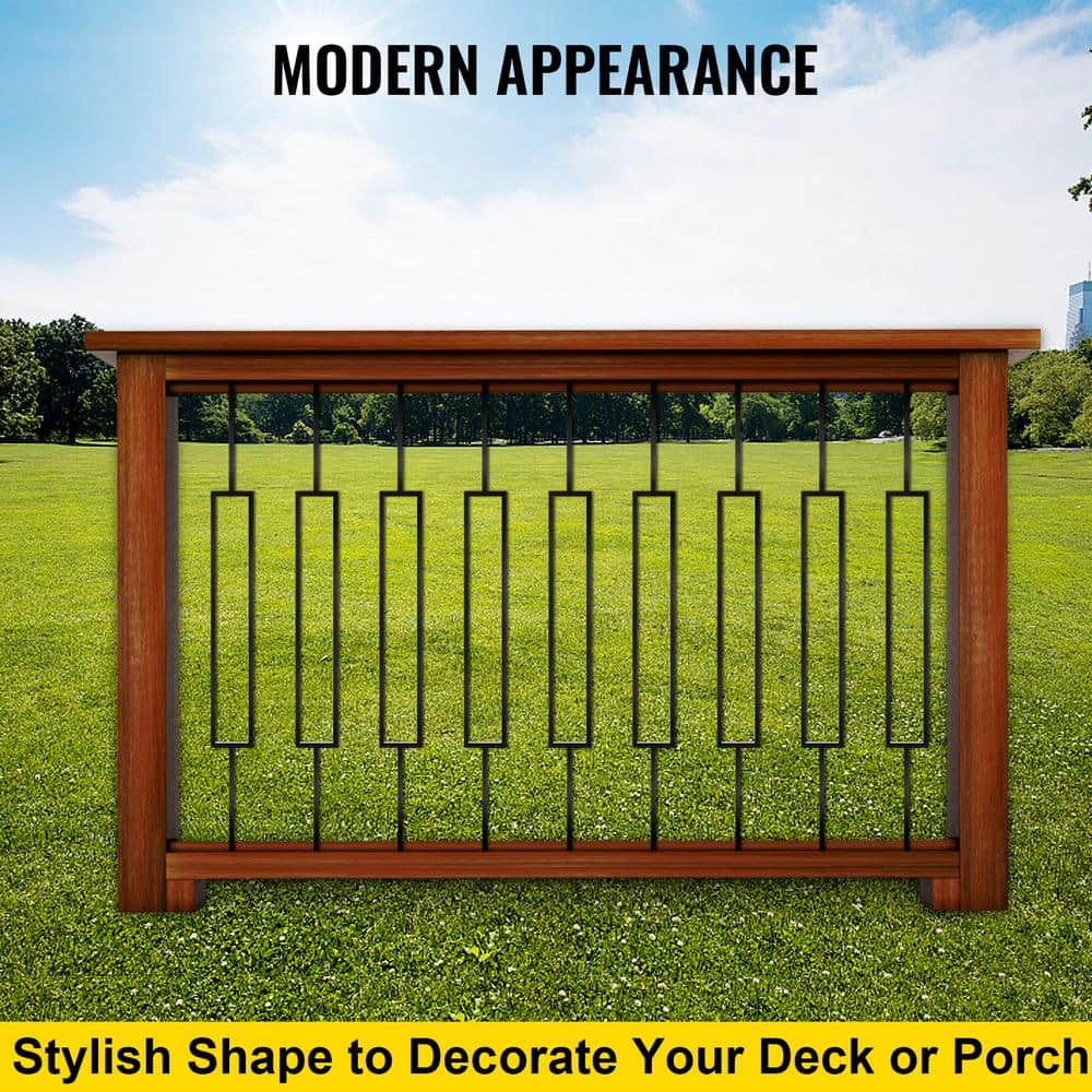 Black Powder-Coated Iron Deck Baluster Set for Stairs and Porch