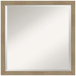 Woodgrain Stripe 22 in. x 22 in. Beveled Casual Square Wood Framed Wall Mirror in Brown