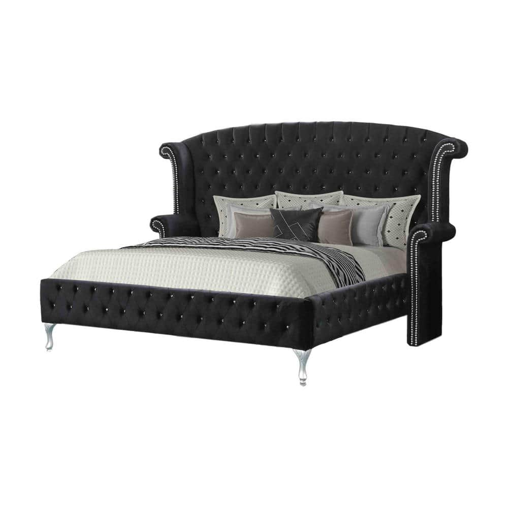 Best Master Jamie Velvet Upholstered Tower High Profile Queen Bed