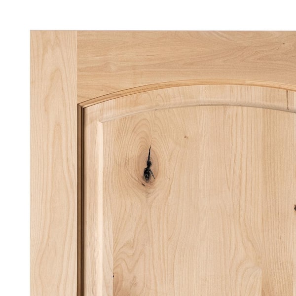 DIY 36 in. x 80 in. Arch Top Knotty Alder Left-Hand Unfinished Wood Single Interior Door Kit w/ Quick Assemble Jamb