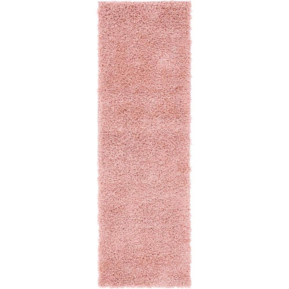 Unique Loom Davos Shag Dusty Rose Pink 2 ft. x 6 ft. Runner Rug 3146027 ...