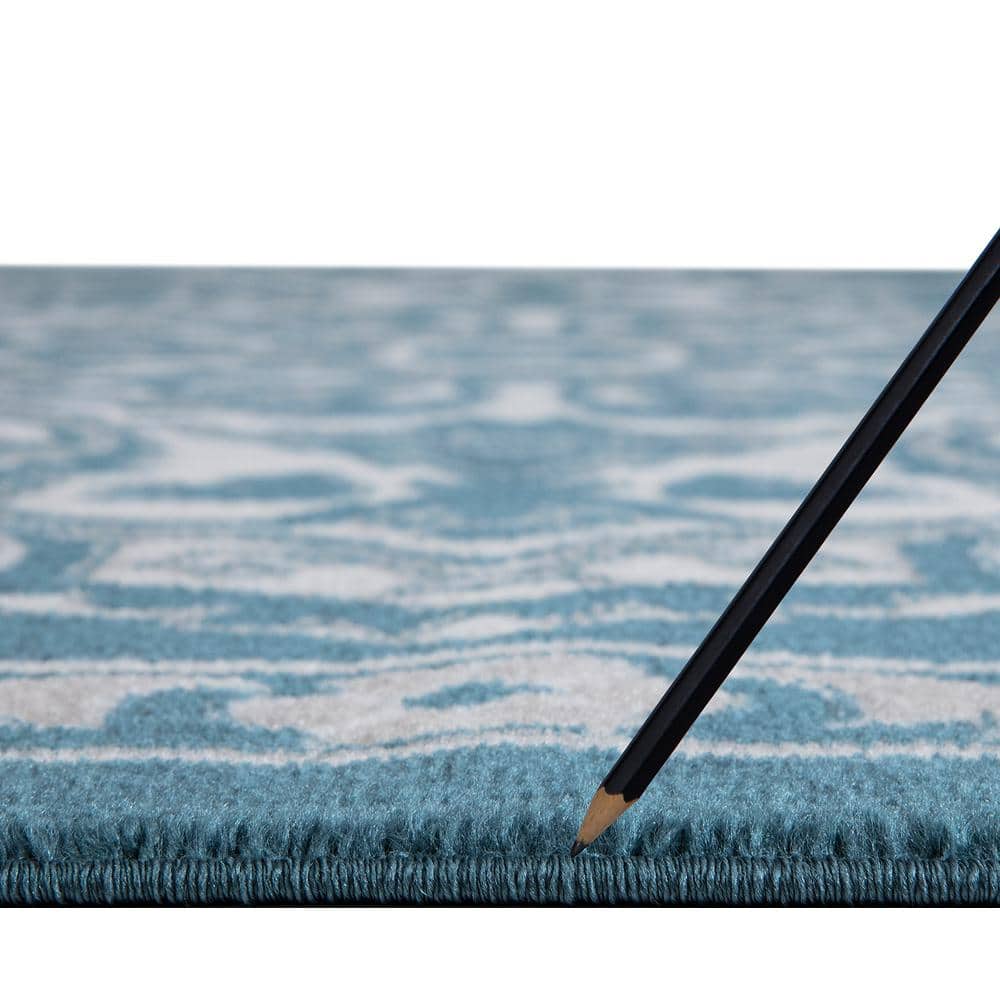 Blue and White Medallion 8' x 10' Synthetic Area Rug