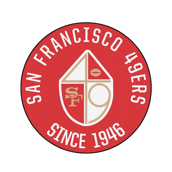 FANMATS Red 2 ft. 3 in. Round San Francisco 49ers Vintage Area Rug