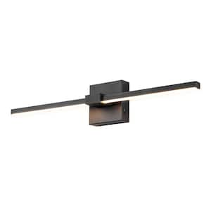 Willow 1-Light 24 in. Modern Black Linear Dimmable Integrated LED Bathroom Vanity Light Non-Rotatable Wall Sconces