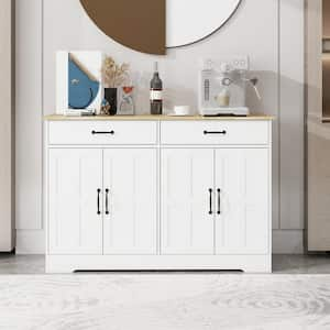 47.95inx15.35inx32.09in MDF Ready to Assemble Kitchen Cabinet in White with 2 Drawers and 4 Field Cabinet Doors