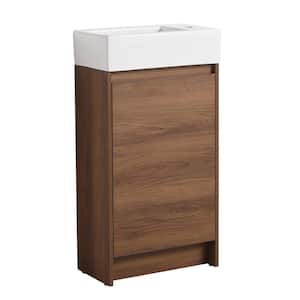 18 in. W x 10 in. D x 33.5 in. H Single Sink Freestanding Bath Vanity in Brown Ebony with White Ceramic Top and Basin