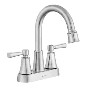 Melina 4 in. Centerset Double-Handle Pull Down Bathroom Faucet in Brushed Nickel