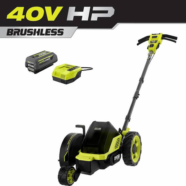 RYOBI 40V HP Brushless Stick Edger with Extra Edger Blade, 4.0 Ah Battery. and Charger