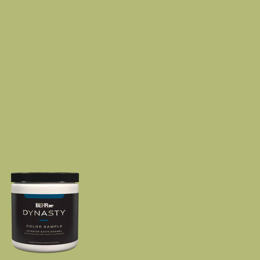 BEHR DYNASTY 8 oz. #410D-4 Asparagus Satin Enamel Stain-Blocking ...