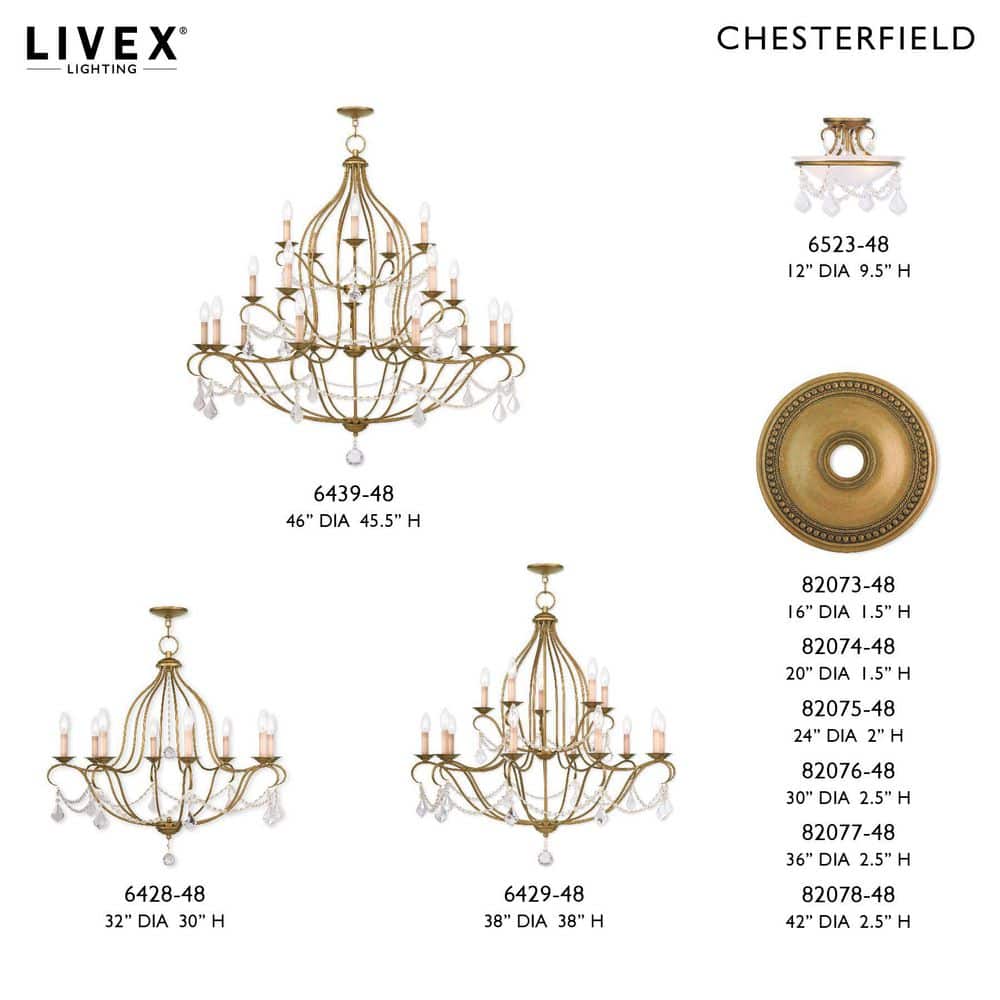Antique Gold Leaf Crystal 12-Light Candle Chandelier