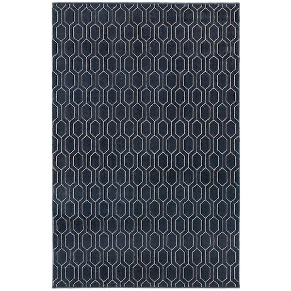 AVERLEY HOME Ellis Navy/Grey 8 ft. x 11 ft. Hexagon Area Rug