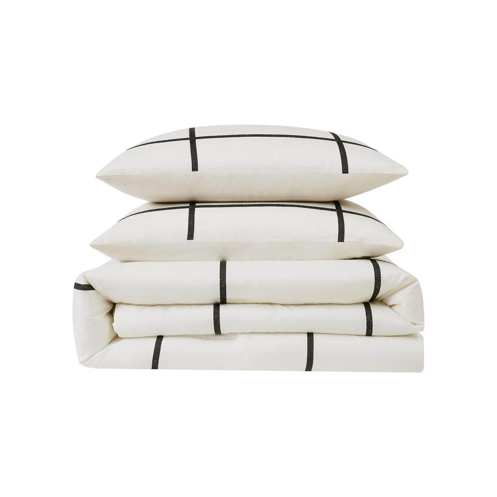 Modern White and Black Cotton Twin XL Sham Set