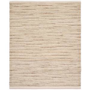Natural 8 ft. x 10 ft. Rectangle Solid Color Jute, Cotton Area Rug