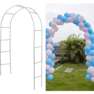 94.4 in. Metal Garden Arch ArborsTrellis for Climbing Plants 6 ft. to 8 ft. 2-Way Assemble Wedding Decoration Arch,White