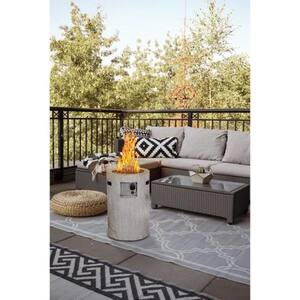 16 in. X 25 in. Round Exterior Terrafab Propane White Fire Pit