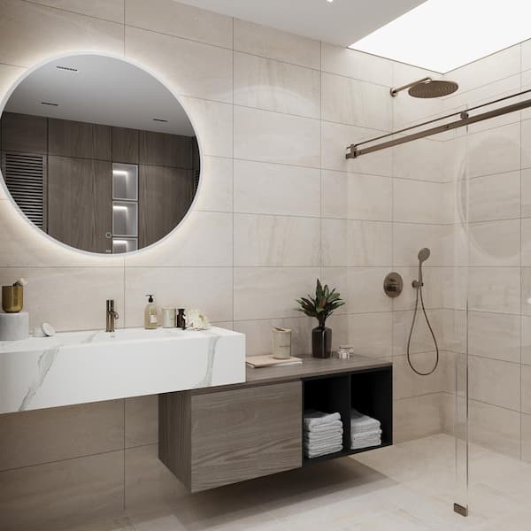 Sculpt 12.6 in. x 24.6 in. Beige Porcelain Matte Wall and Floor Tile (10.76 sq. ft./case) 5-Pack