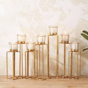 Serpentine Gold Iron Candleholders (Set of 7)