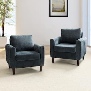 Ismenus Navy Polyester Arm Chair with Removable Cushions (Set of 2)