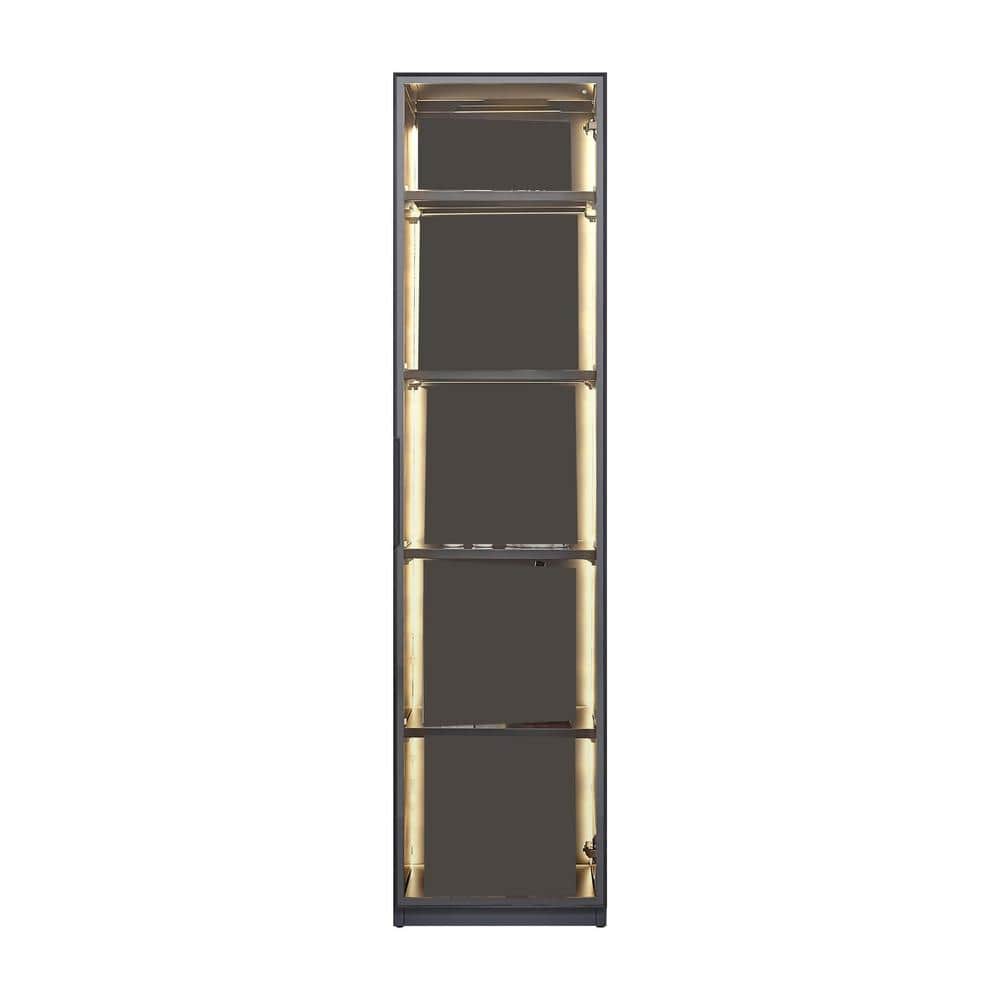 15.75 in. W x 14.96 in. D Gray Single Glass Door Metal Decorative Wall Shel