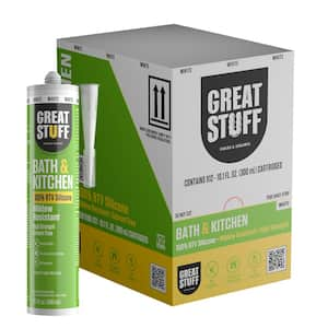 10.1 fl. oz. White Bath and Kitchen General Purpose 100% RTV Silicone Sealant (12-Pack)