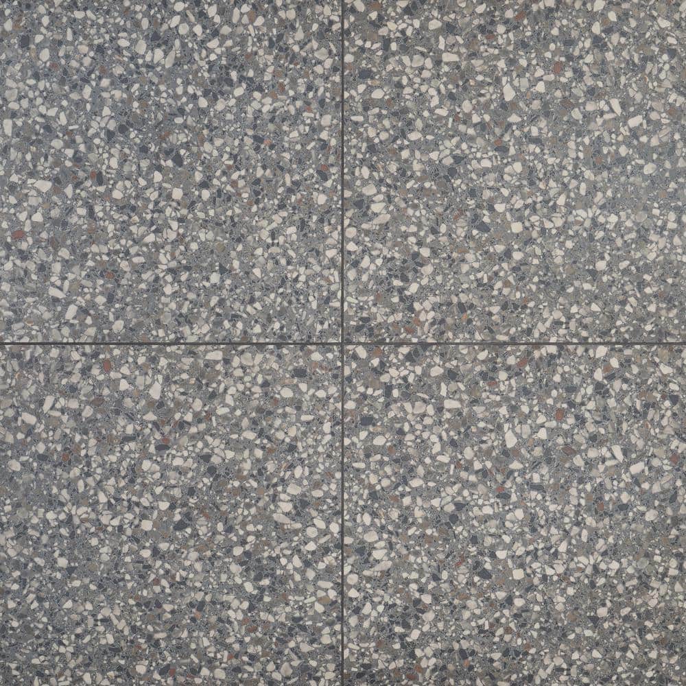 Bryant Charcoal Gray 24" Matte Porcelain Terrazzo Look Tile