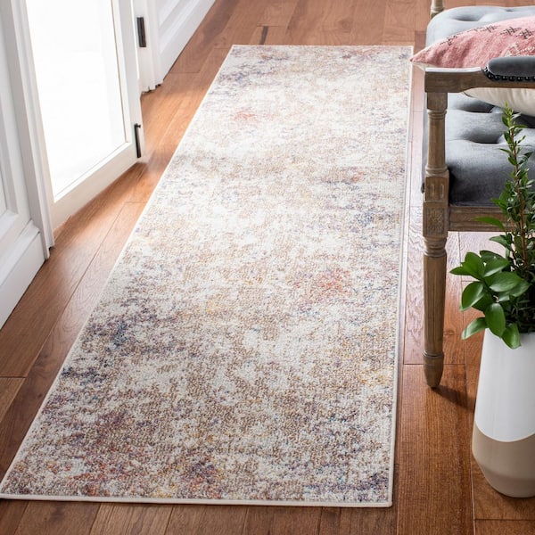 Crystal 2 ft. x 9 ft. Ivory/Beige Distressed Marble Runner Rug