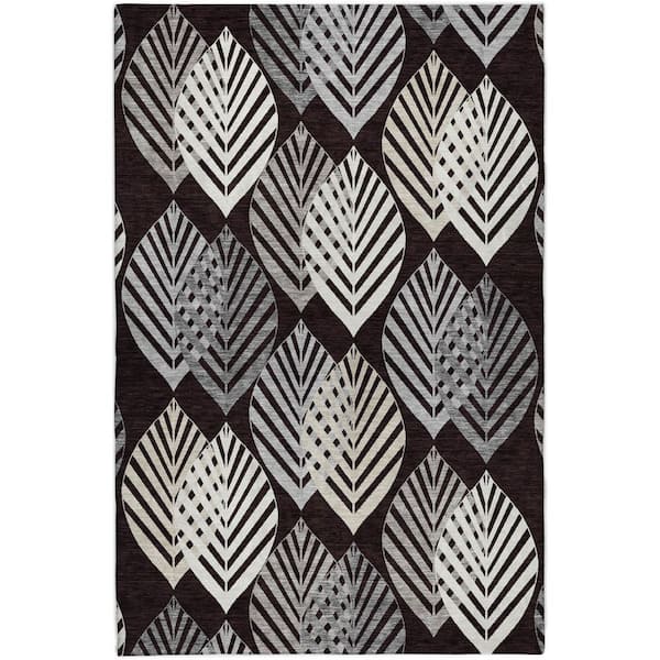 Dream Shag Premium Machine Washable Abstract ADS744 Black 9 ft. x 12 ft. Area Rug