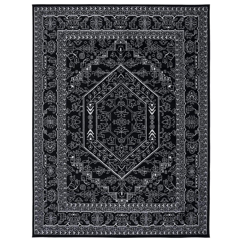 Black Polypropylene 8 ft. x 10 ft. Oriental Indoor Area Rug