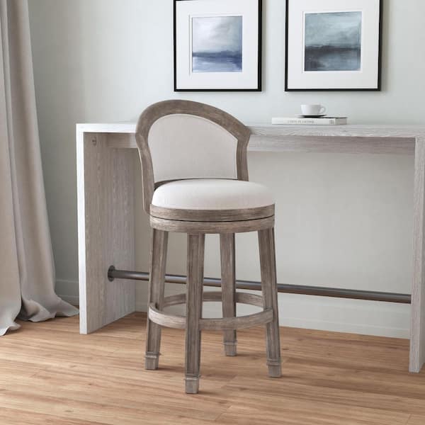 Monae 30 in. Distressed Dark Gray Swivel Bar Stool