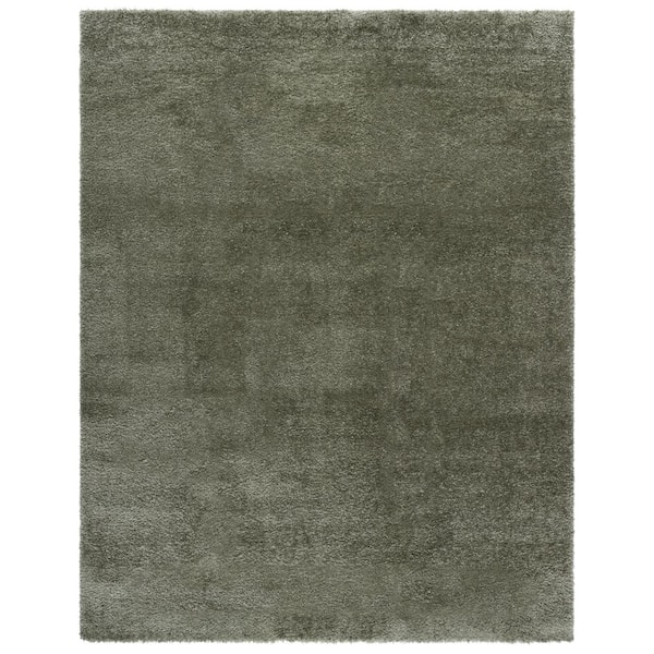 Tahoe Shag 8 ft. x 10 ft. Sage Modern Solid Area Rug