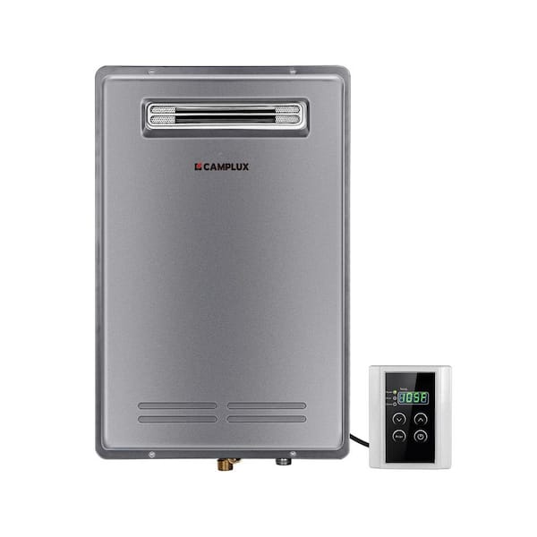 Camplux On Demand 5.28 GPM Residential Propane Tankless Water Heater For 3-6 Points Use, Remote Control, 3-Sec Hot Water