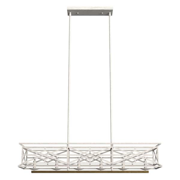 Langwood 6 Light Distressed White Basket Chandelier Kitchen Light