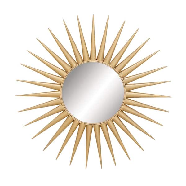 CosmoLiving by Cosmopolitan 42 in. x 42 in. Starburst Round Framed Gold Wall Mirror