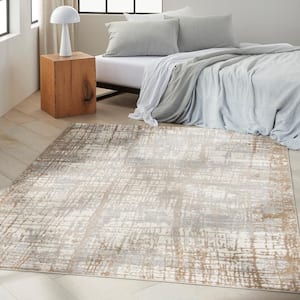 Rush Ivory/Taupe 5 ft. x 7 ft. Abstract Contemporary Area Rug