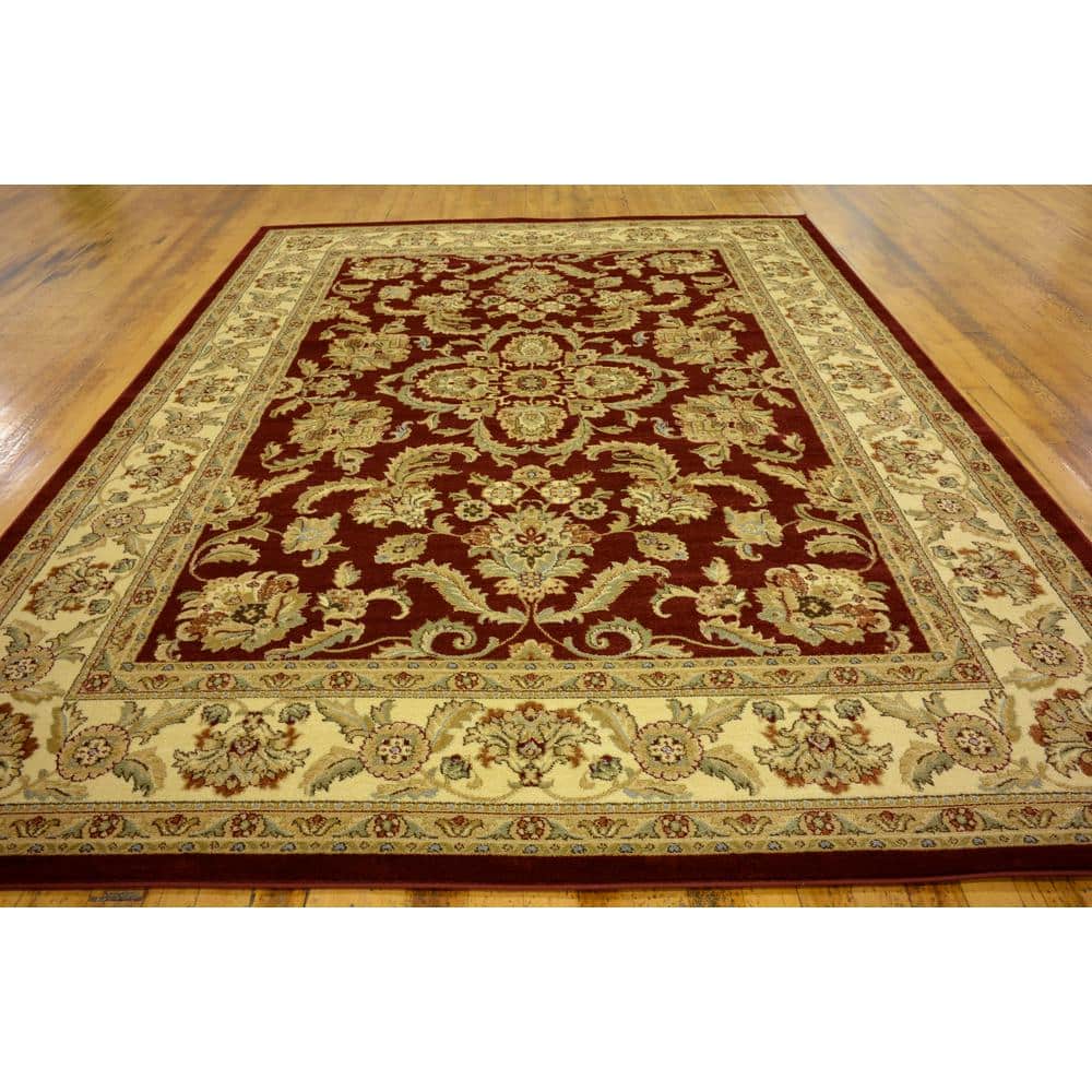 Elegant Voyage 9' x 12' Red Rectangular Easy-Care Synthetic Rug