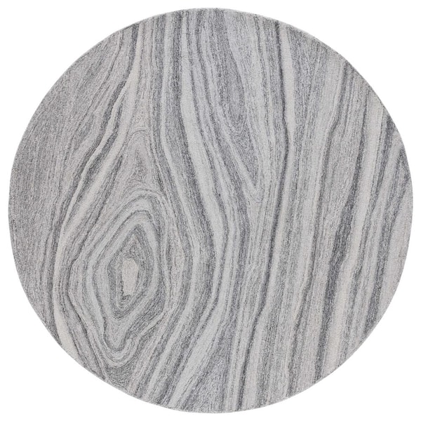 SAFAVIEH Abstract Gray 6 ft. x 6 ft. Abstract Striped Round Area Rug