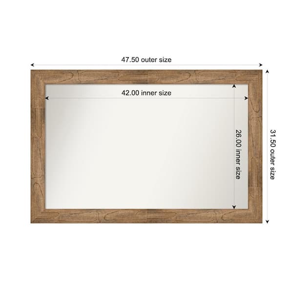 Amanti Art Owl Brown 47.5 in. W. x 31.5 in. Custom Non-Beveled Wood Framed Bathroom Vanity Wall Mirror