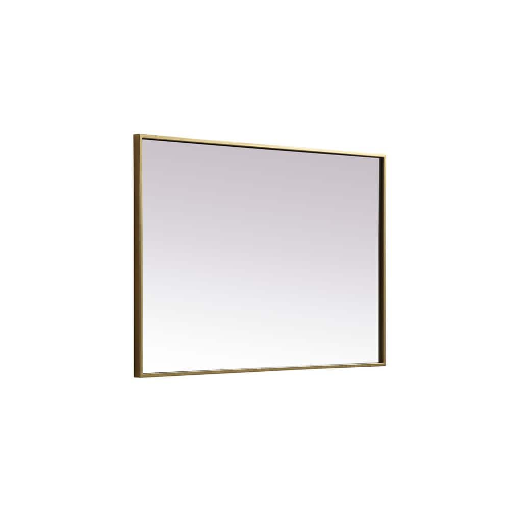 Elegant Brass Framed Full Length Rectangular Bathroom Mirror