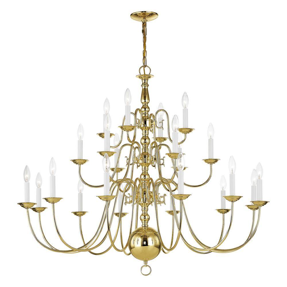Williamsburgh Classic Elegance 22-Light Polished Brass Chandelier