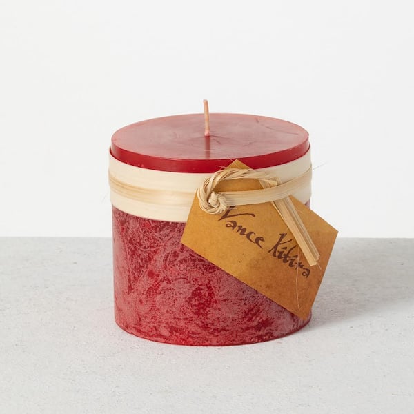 Vance Kitira 4.25 in. Cranberry Timber Pillar Candle