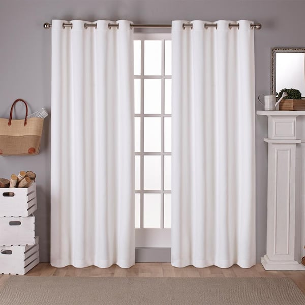 EXCLUSIVE HOME Vanilla Sateen Solid 52 in. W x 108 in. L Noise Cancelling Thermal Grommet Blackout Curtain (Set of 2)