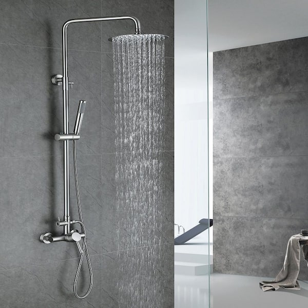 2-Spray Wall Bar Shower Kit with Hand Shower in Brushed Nickel