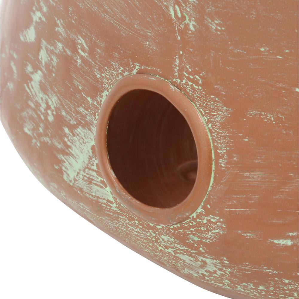 Copper Finish Cylinder Garden Hose Holder with Patina