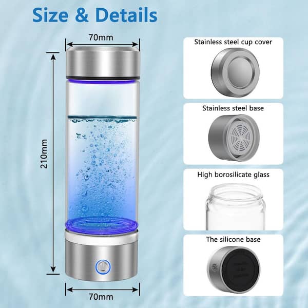 Anqtovp Portable Rechargeable Hydrogen Water Bottle Generator for