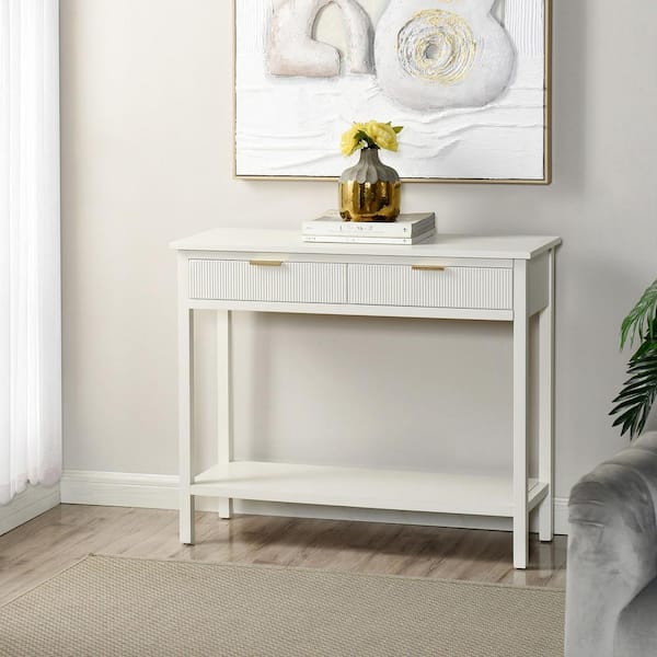 StyleCraft Colleen 35.5 in. White Rectangle MDF Console Table
